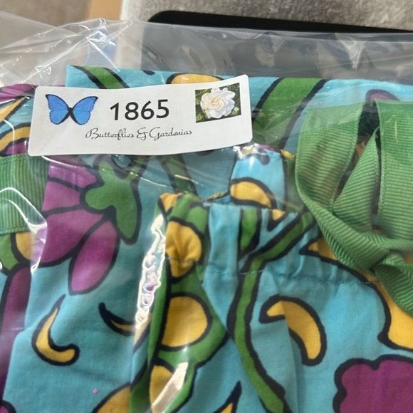 Hanna Andersson Dress Kids 6/7 Blue Purple Green Ribbon Trim Flowers - Picture 10 of 11